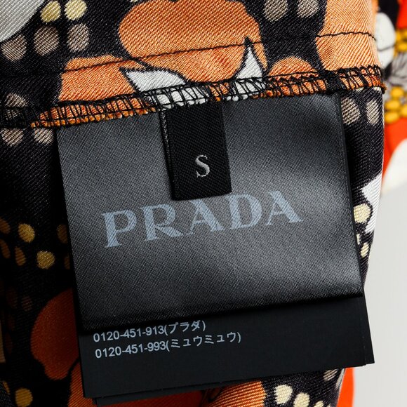 Prada 2018 Orange Silk Hawaiian Print Bowling Shirt - Picture 11 of 15